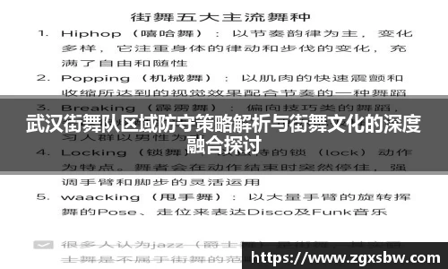 武汉街舞队区域防守策略解析与街舞文化的深度融合探讨
